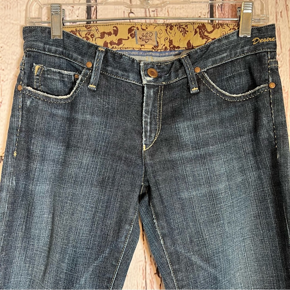 GoldSign Desire Lowrise Distressed Flare Bootcut Denim Jeans USA Made SZ 27 EUC - Picture 4 of 16